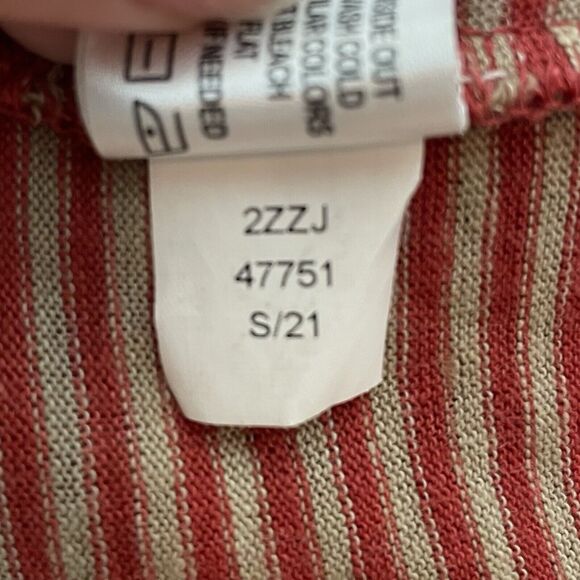 Orvis M Red Striped 100% Linen T-shirt Jersey Knit Split Neck Short Sleeves - Picture 10 of 10